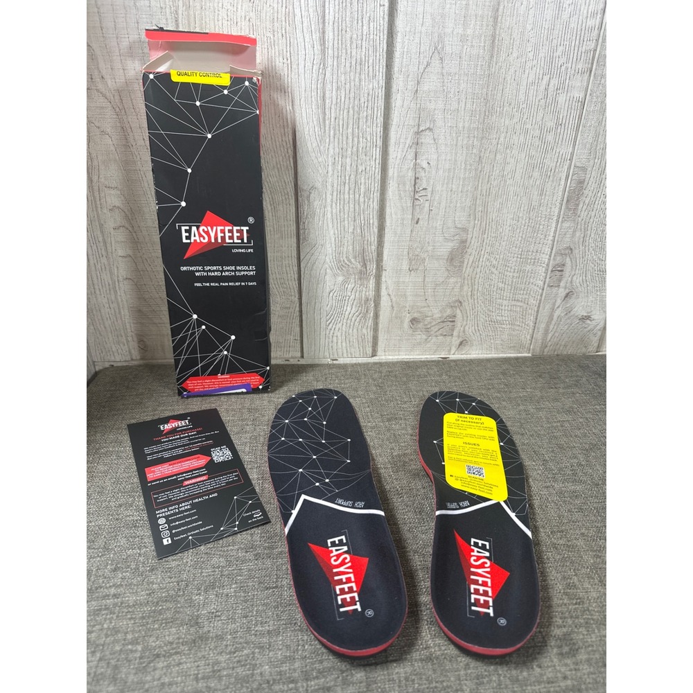 EASYFEET Orthotic Sports Shoe Insoles Hard Arch Support Mens 11.5-13 Size XL
